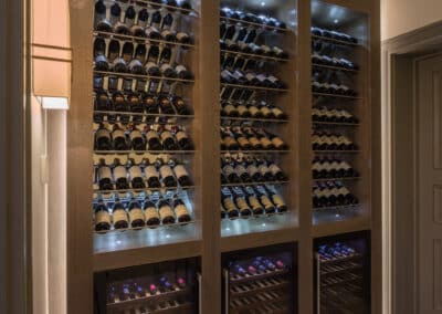 Wine room in a Chelsea basement conversion by Higginson Grey