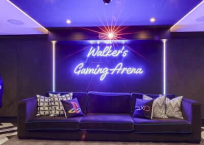 LED pixel tape wall lighting in a Premier League footballer's gaming room