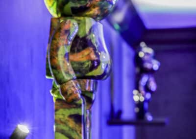 Image shows Camouflage Shark Bearbrick display shelf